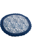Chemin de table rayé bleu marine dentelle campagne