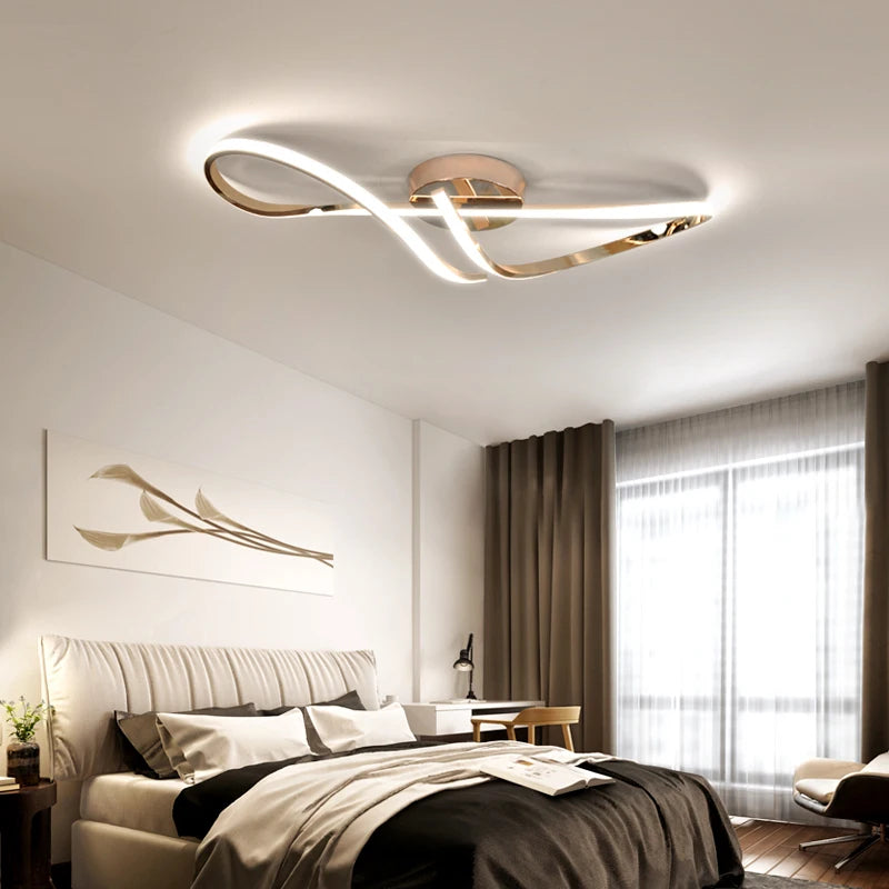Plafonnier moderne à LEDs pour salon salle à manger chambre doré chromé luminaire intérieur
