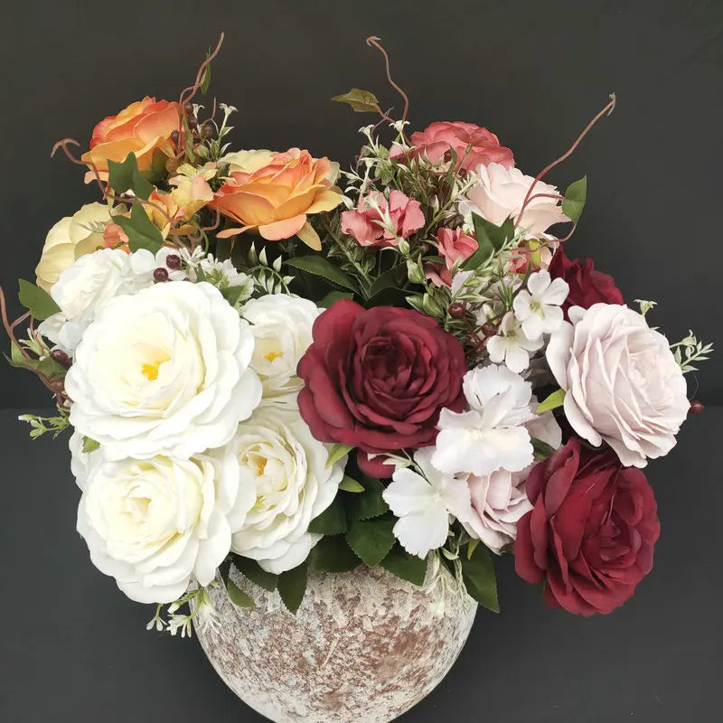 bouquet de roses en soie pour décoration de mariage et jardin - vue 5 sur 15
