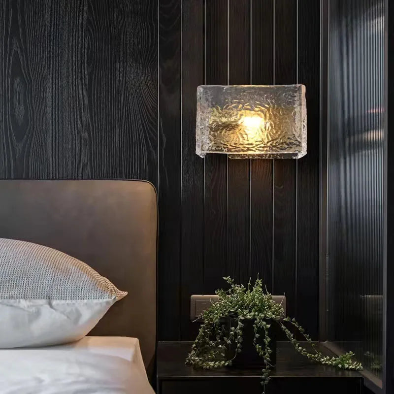 applique murale carrée en verre à motif d'eau pour éclairage intérieur moderne - vue 2 sur 7