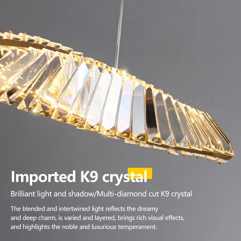 lustre en cristal doré design postmodernes avec éclairage led - vue 5 sur 8