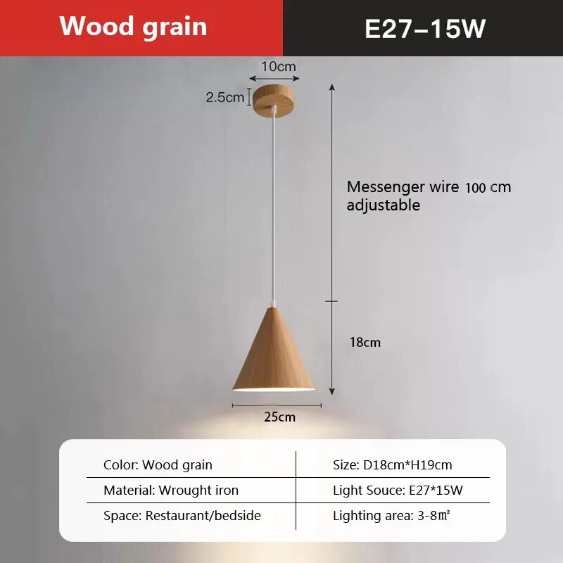 Suspension LED moderne en noyer massif