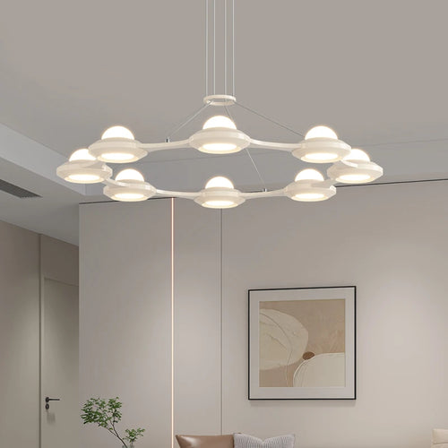 lustre moderne minimaliste trois têtes style crème italienne - vue 2 sur 12