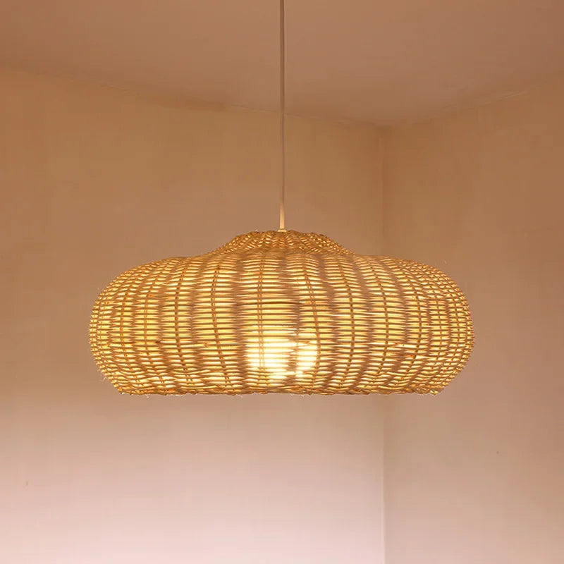 suspension vintage en rotin style chinois fait main pour café et restaurant - vue 5 sur 15