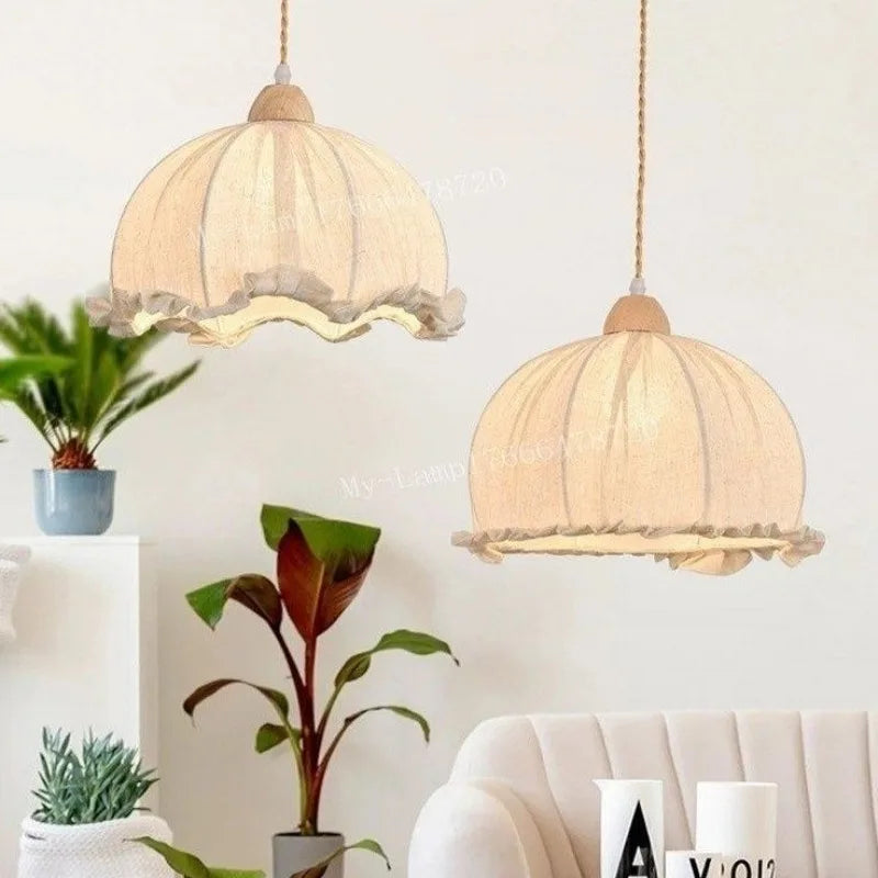 Lustre nordique en tissu de coton et de lin