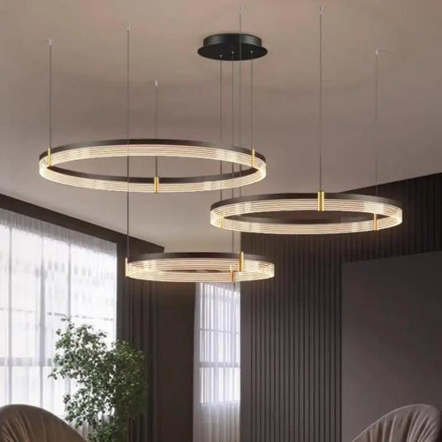 Lustre LED anneau en acrylique au design moderne avec anneau intérieur - vue 2 sur 11