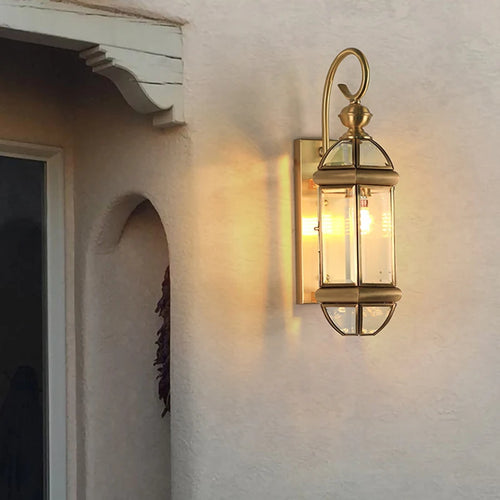 Applique extérieure Villa couloir or cuivre rétro luxe jardin extérieur mur jardin passerelle Simple balcon porte terrasse lampe - vue 2 sur 8