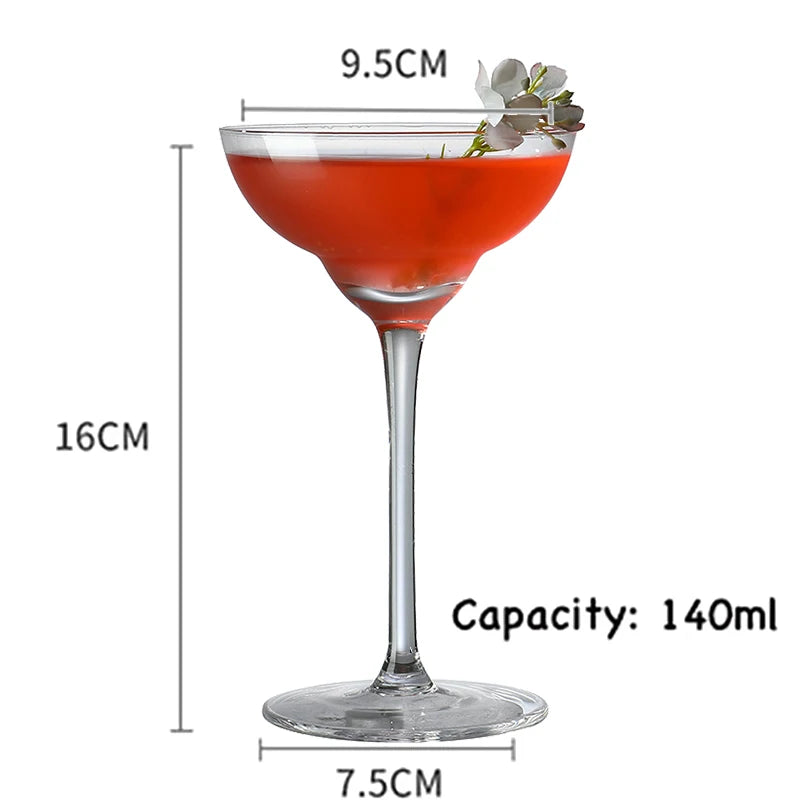 Verres à cocktail champagne martini vin à pied
