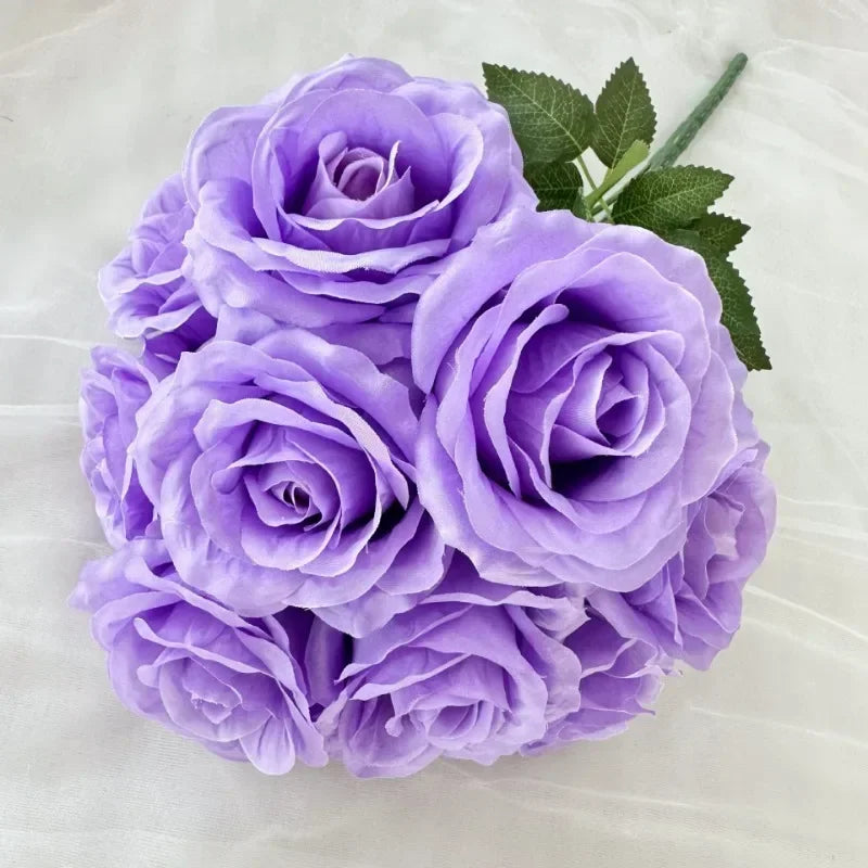 bouquet de roses artificielles en soie pour décoration intérieure - vue 12 sur 28