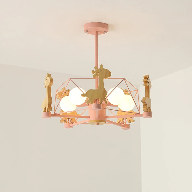 Kids Room Lighting Nordic Children Child Room Ceiling Light E27 Holder Star Diamond LED Suspension Wooden Hanging Lamp - vue 2 sur 10