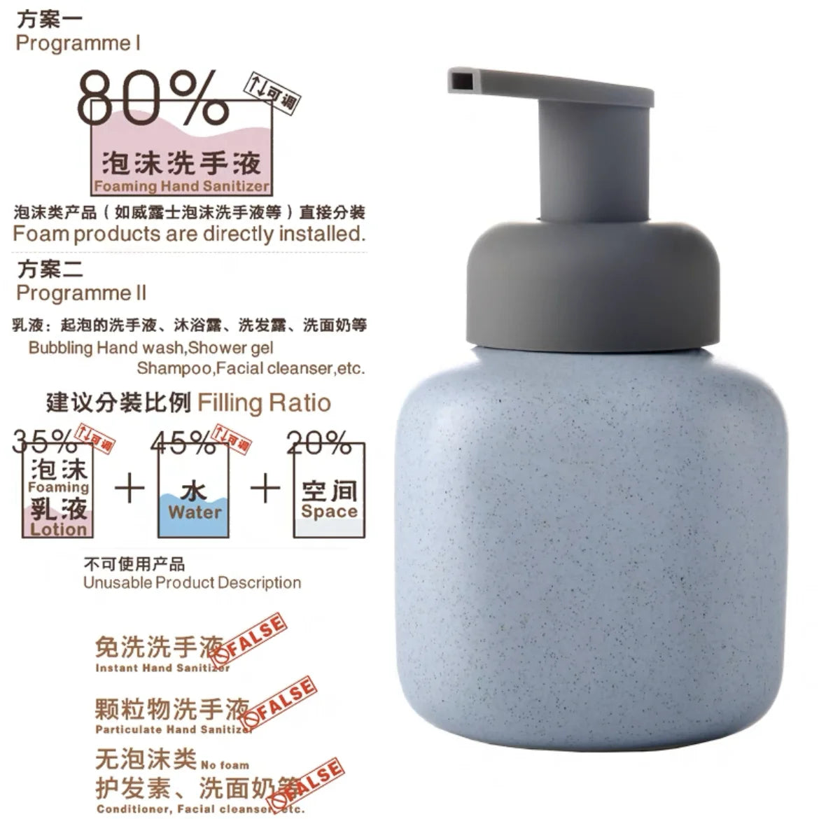 bouteille en céramique pour savon et gel douche portable - vue 21 sur 21