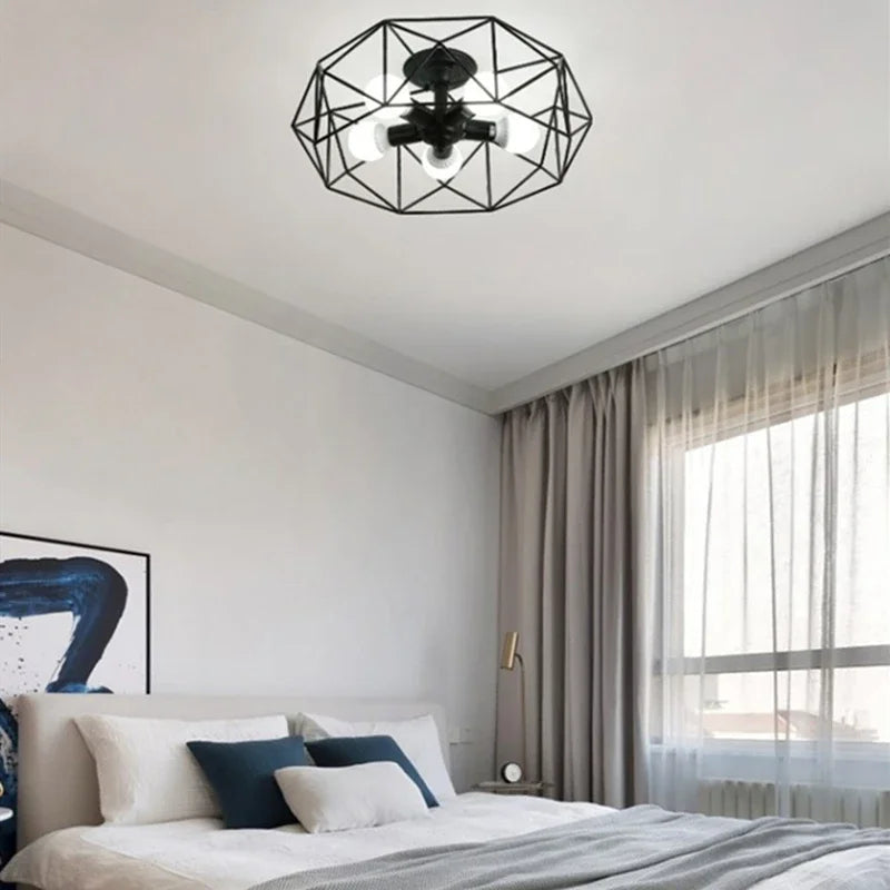 Hot Sale Multiple Heads Geometric Led Ceiling Lamp For Kitchen Item Living Room Bedroom Balcony Decorative Lighting Furniture - vue 6 sur 15