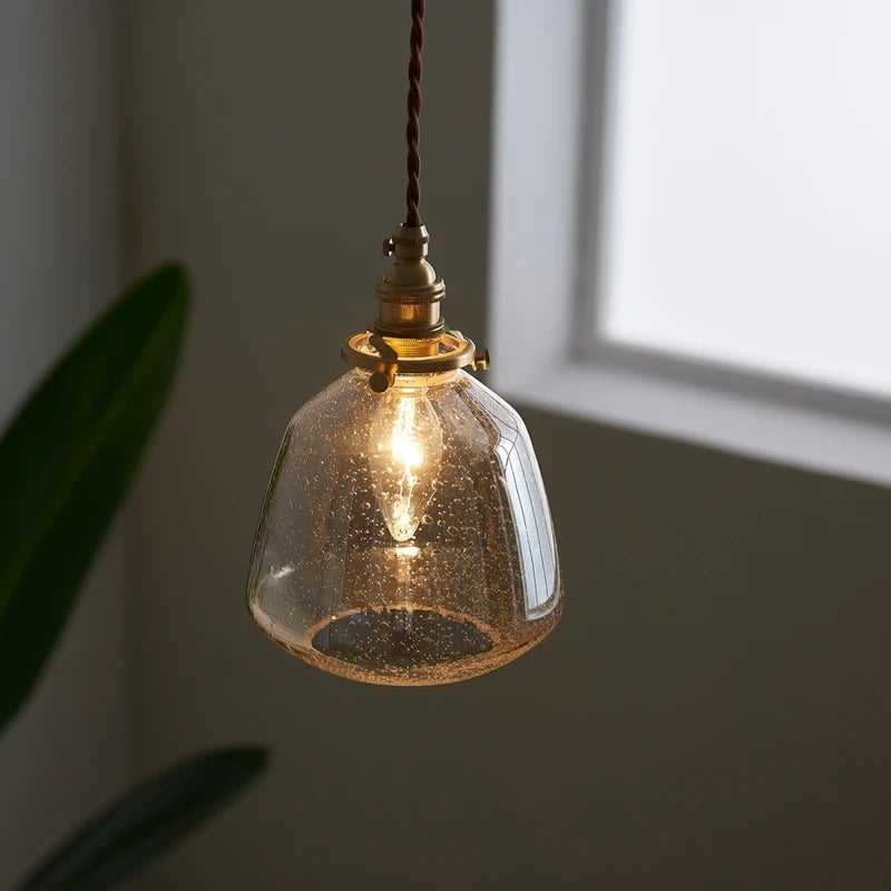 suspension en verre LED lampe à côté de la maison éclairage intérieur café chambre salon lumières cuivre nordique moderne lampe à main