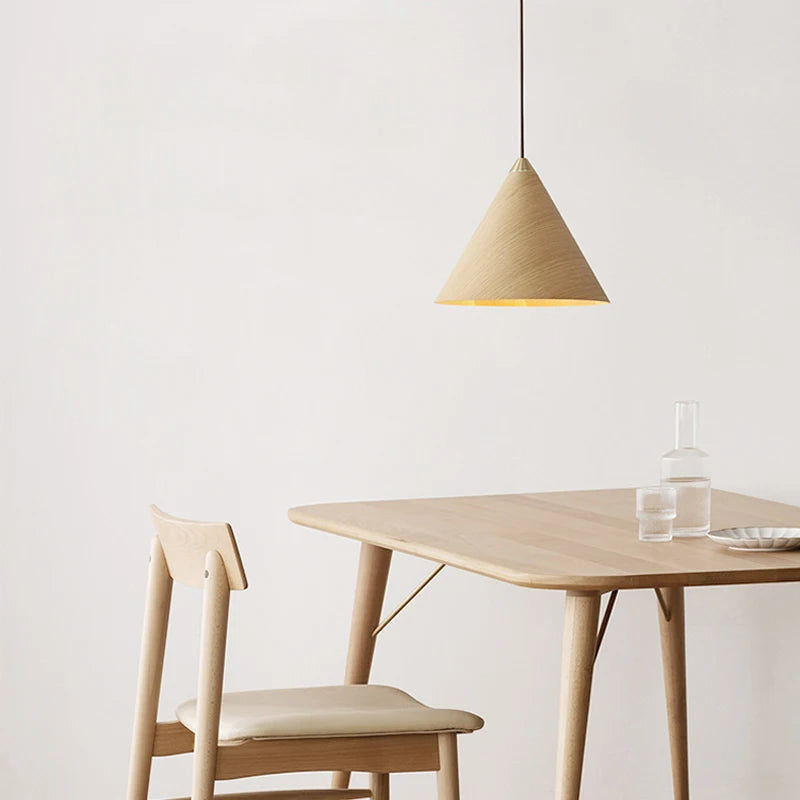 Suspension design conique Japonais vent calme noyer noir bois - vue 3 sur 6
