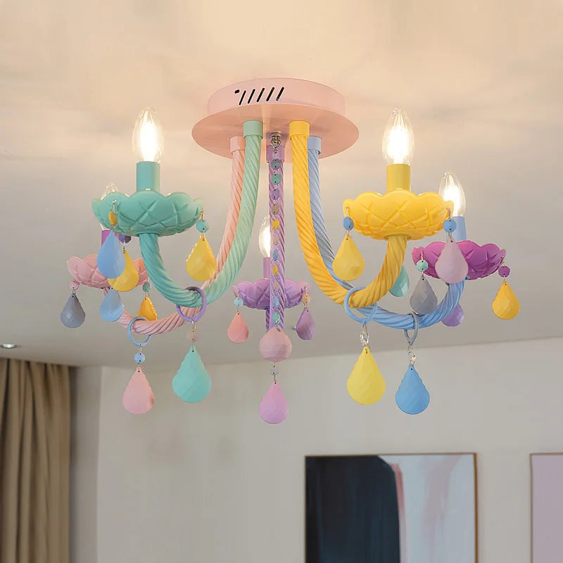 lustre arc-en-ciel pour enfants style macarone kawaii led