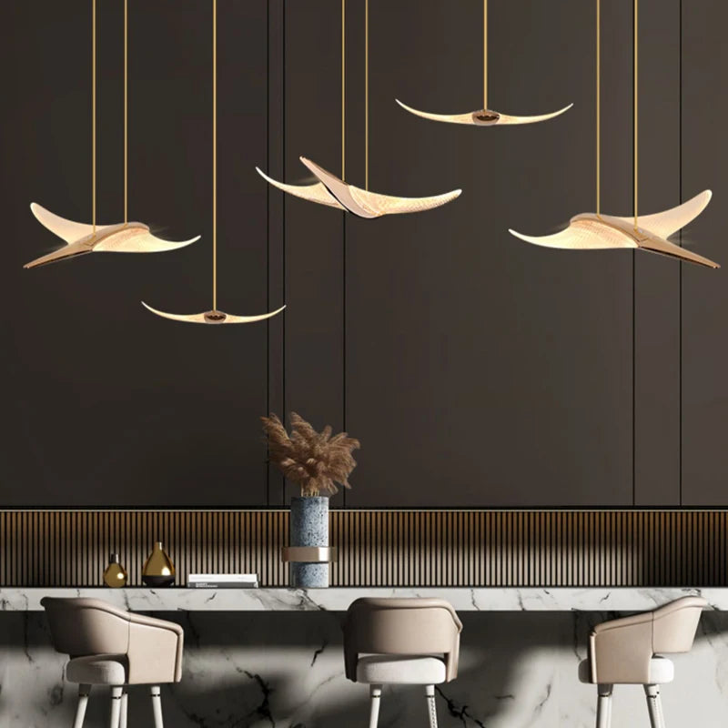 lustre moderne led mouette duplex cage d'escalier nordique