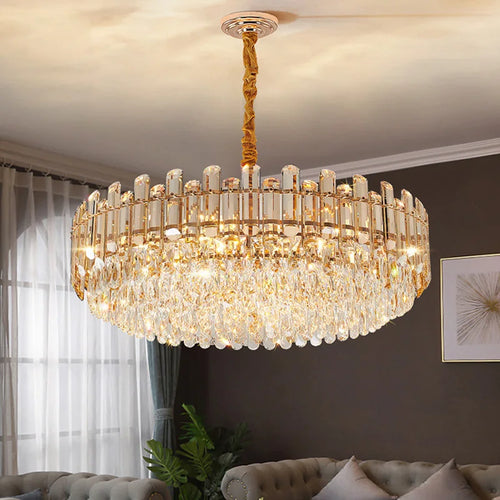lustre led de luxe en cristal moderne 	 en stock - vue 3 sur 30