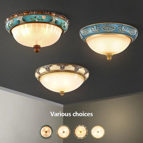 lampes de plafond led rondes design rétro en résine européenne - vue 3 sur 15