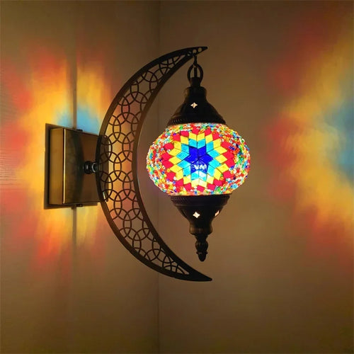 applique murale rétro bohème en forme de lune décorative artisanale