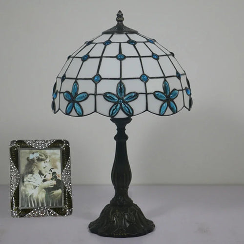 lampe de chevet en verre teinté style méditerranéen décoratif - vue 6 sur 6