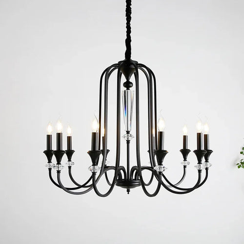 lustre rétro en cristal avec lampes led pour salon luxueux - vue 3 sur 14