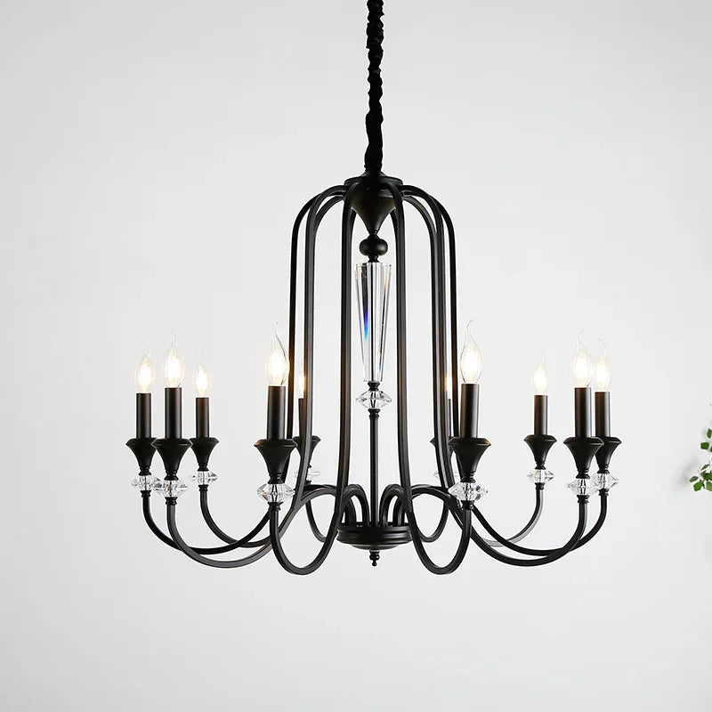 lustre rétro en cristal avec lampes led pour salon luxueux