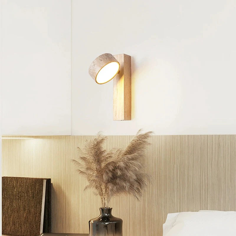 Applique murale bois noyer led rotatif tirer - vue 4 sur 9