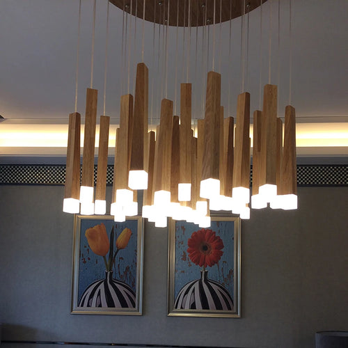 lustre suspendu moderne en bois pour tous les espaces - vue 2 sur 14