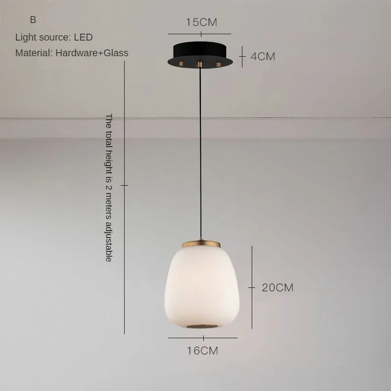 lustre led en verre design minimaliste japonais créatif et artistique - vue 9 sur 12