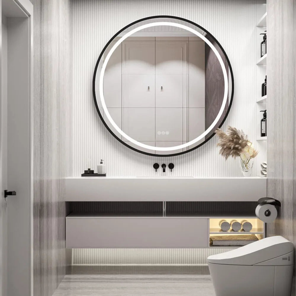 miroir lumineux rond avec intensité variable et antibuée - vue 9 sur 10