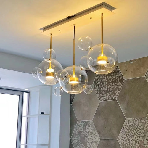 Lustre LED boules en verre design moderne