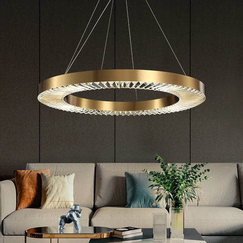 lustre cristal design moderne en acier inoxydable doré suspendu