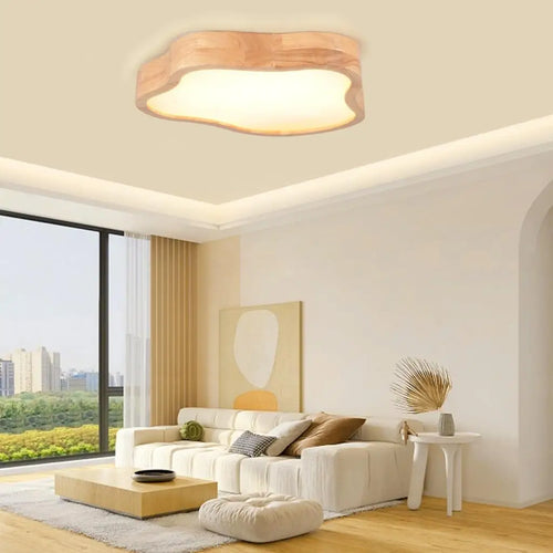 plafonnier led moderne en bois forme de nuage
