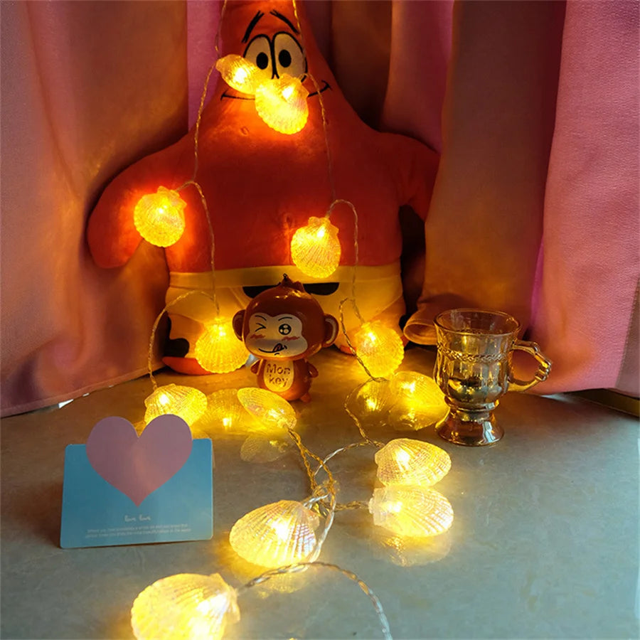 guirlande lumineuse coquillages pour décor océan fête mariage - vue 4 sur 7