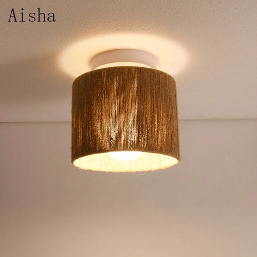plafonnier en corde de chanvre style japonais rétro pour intérieur accueillant - vue 5 sur 8