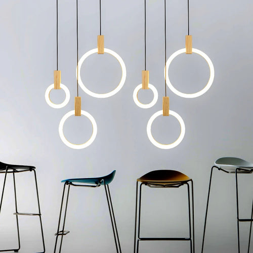 Modern Creative Led Wooden Living Room Chandelier, Bedroom Lamps Nordic Attic Chandelier, Dining Room Decorative Chandelier - vue 7 sur 6