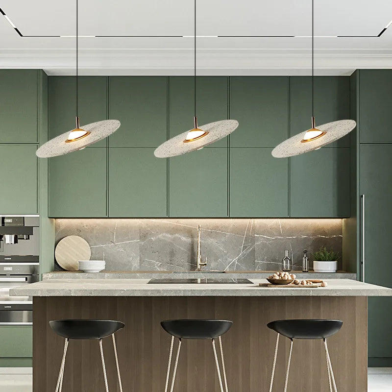 Suspension vintage en ciment terrazzo ufo led personnalisation designer