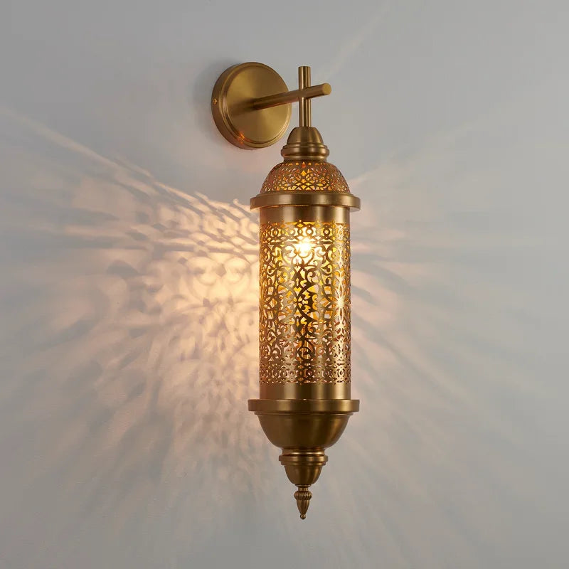 applique murale marocaine rétro vintage en or avec lustre LED décoratif