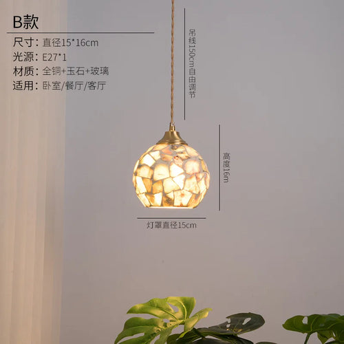 lustre en verre coquillage pour un décor bohème nordique - vue 9 sur 9