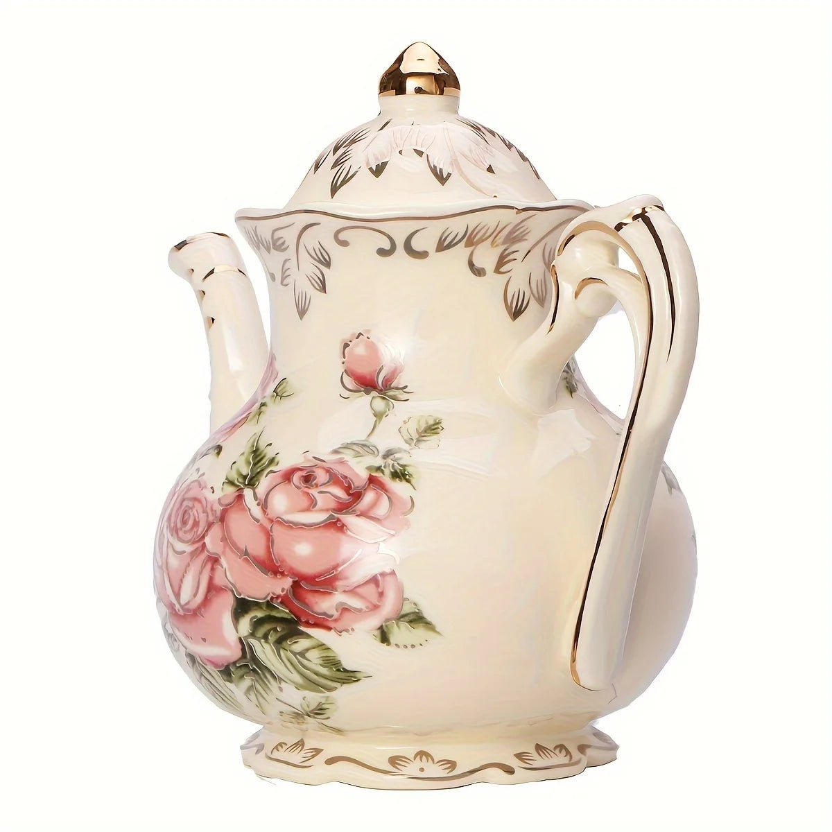 theiere ceramique avec soucoupe style elegant tea time - vue 5 sur 6