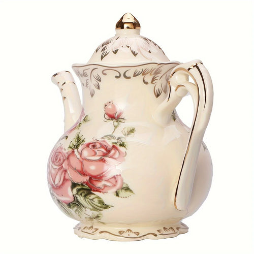 theiere ceramique avec soucoupe style elegant tea time