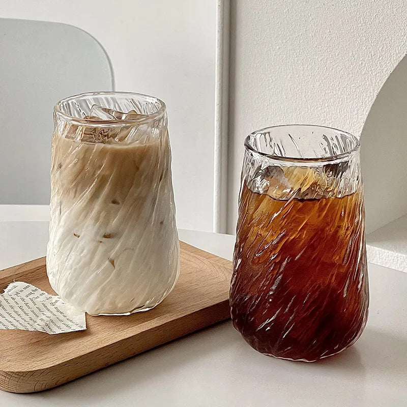 Tasse en verre rayé 400 ml pour boissons