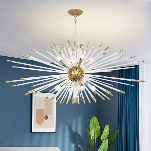 lustre de luxe design cristal pissenlit led pour décoration intérieure - vue 2 sur 12