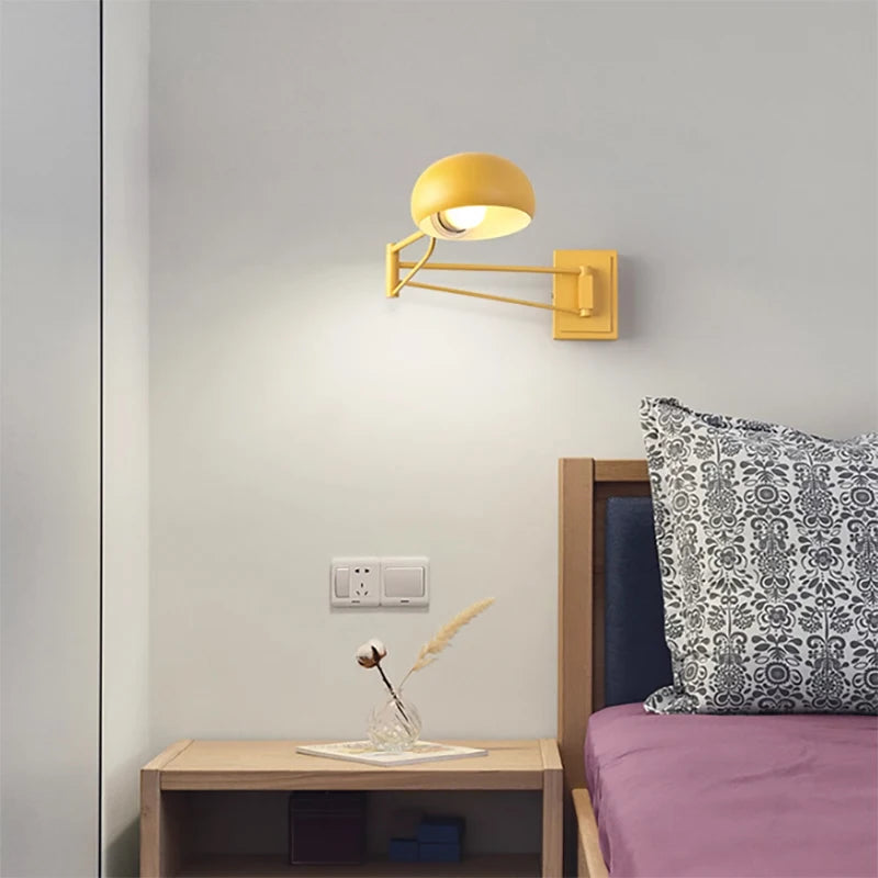 applique murale moderne en métal réglable à bras long avec interrupteur