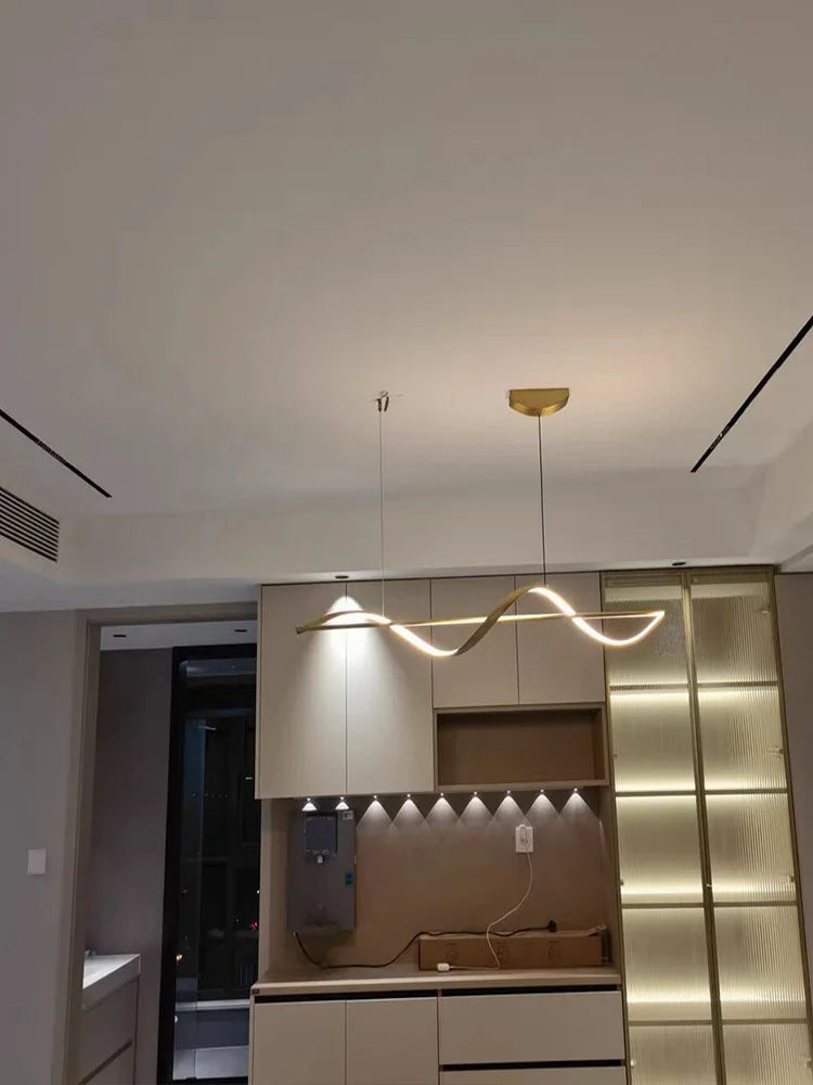 All copper modern minimalist restaurant chandelier, light luxury dining table lamp, Italian minimalist restaurant chandelier - vue 5 sur 11