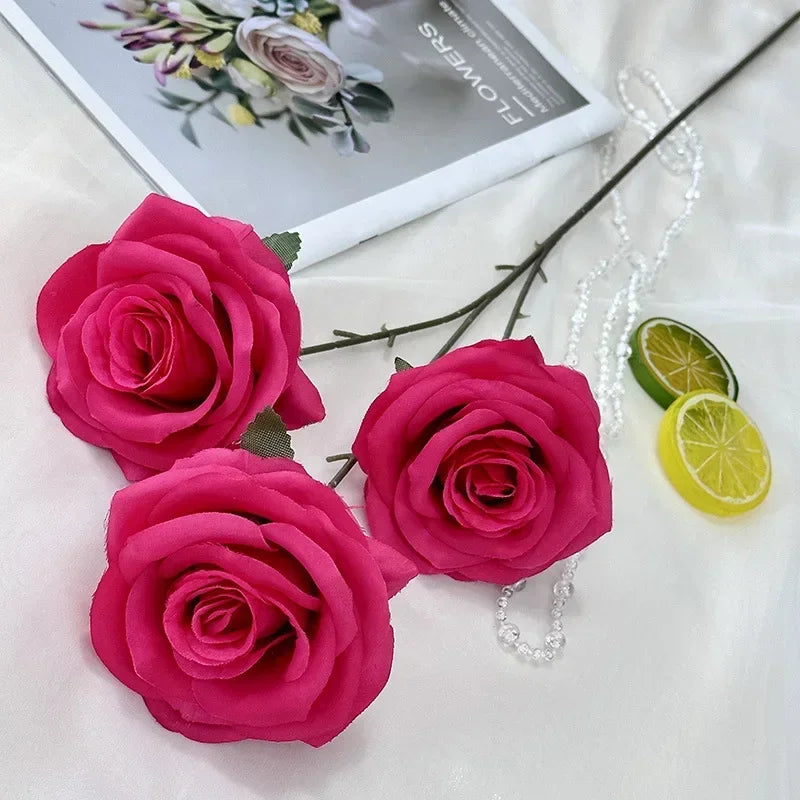 branches de roses artificielles en soie pour décoration élégante - vue 11 sur 40