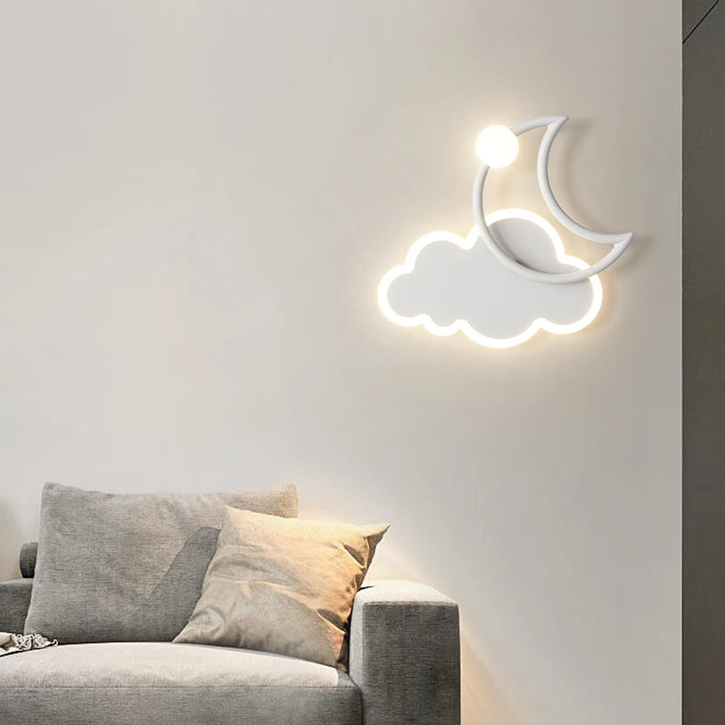 Chambre d'enfants appliques moderne Simple créatif dessin animé nuage lumière LED lune chambre lampe de chevet filles garçons Loft lampe de lit