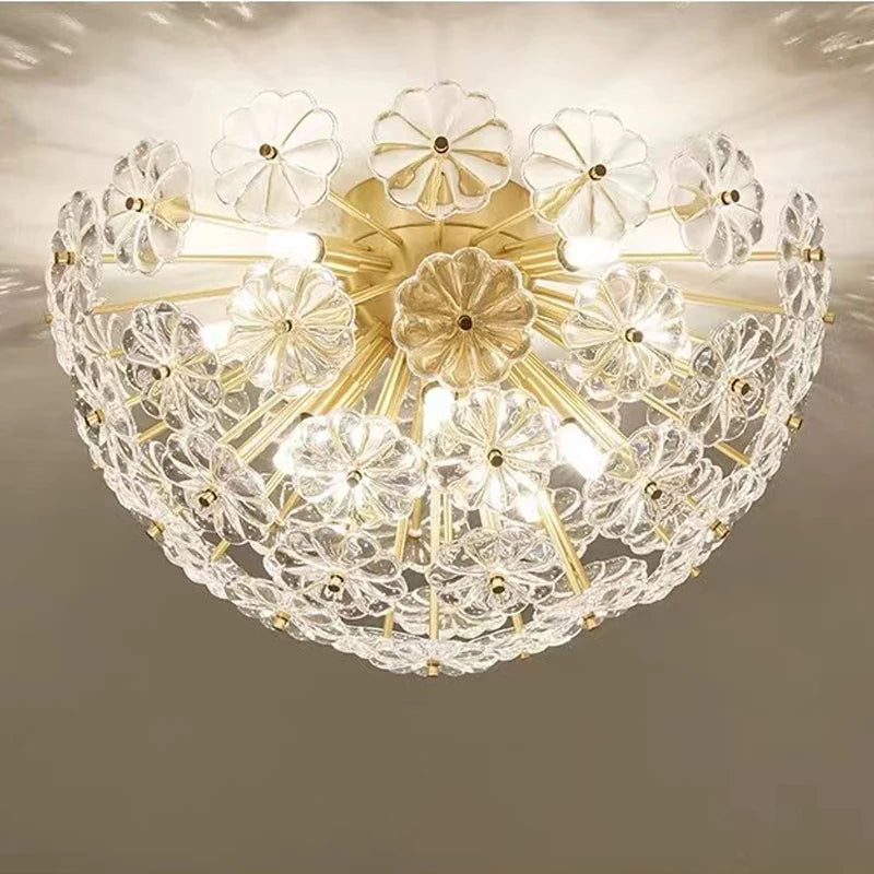 plafonnier en verre cristal luxe design nordique pour intérieur moderne - vue 5 sur 9
