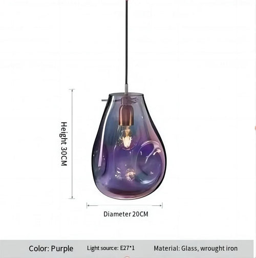 Suspension design moderne simple créatif en verre led nordique macaron - vue 9 sur 10