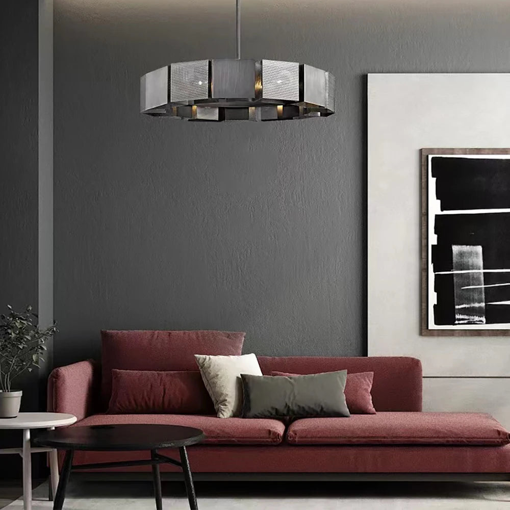 Lustres de plafond en métal noir de Style industriel nouvelle lampe suspendue LED postmoderne pour plafond décor à la maison Lustre pour salon - vue 6 sur 9